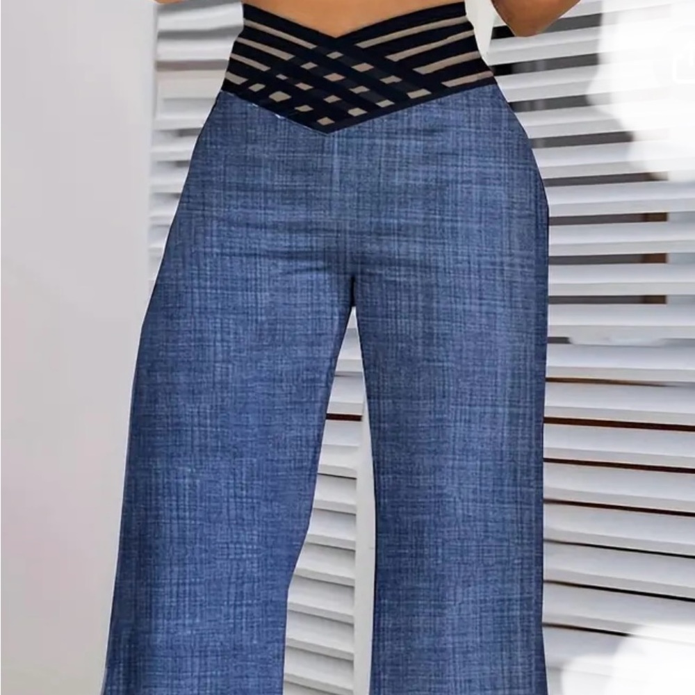 Cross waist wide leg pants